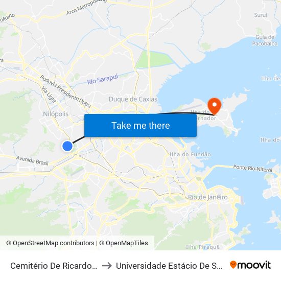 Cemitério De Ricardo De Albuquerque to Universidade Estácio De Sá Ilha Do Governador map