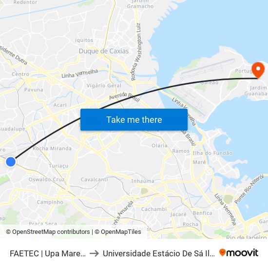 FAETEC | Upa Marechal Hermes to Universidade Estácio De Sá Ilha Do Governador map