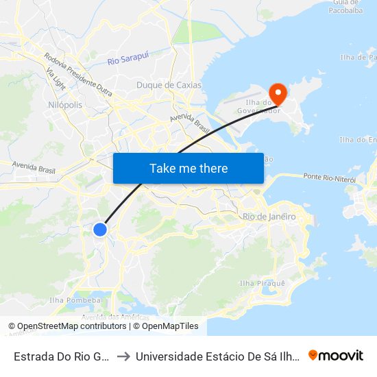 Estrada Do Rio Grande, 627 to Universidade Estácio De Sá Ilha Do Governador map