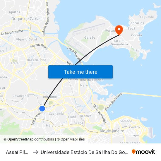 Assaí Pilares to Universidade Estácio De Sá Ilha Do Governador map