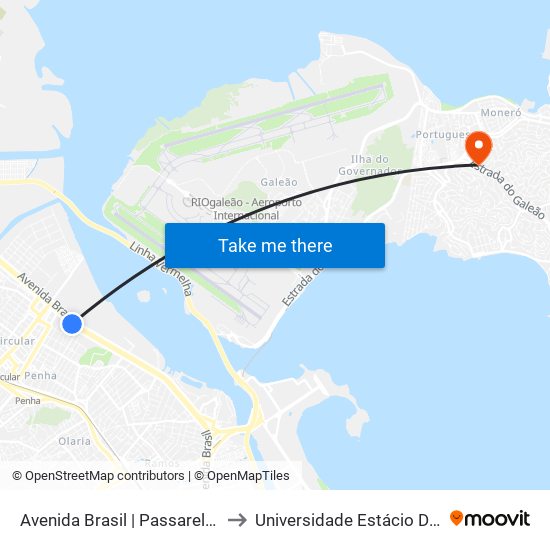 Avenida Brasil | Passarela 16 / Casa Do Marinheiro to Universidade Estácio De Sá Ilha Do Governador map