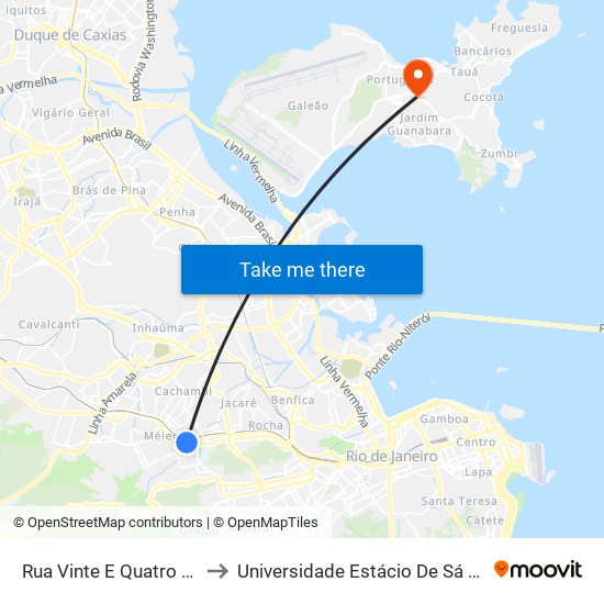 Rua Vinte E Quatro De Maio, 1181 to Universidade Estácio De Sá Ilha Do Governador map