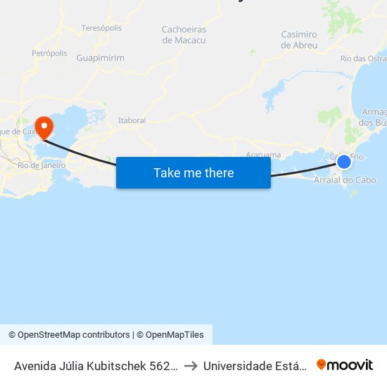 Avenida Júlia Kubitschek 562 | Rodoviária De Cabo Frio (Sentido Centro) to Universidade Estácio De Sá Ilha Do Governador map