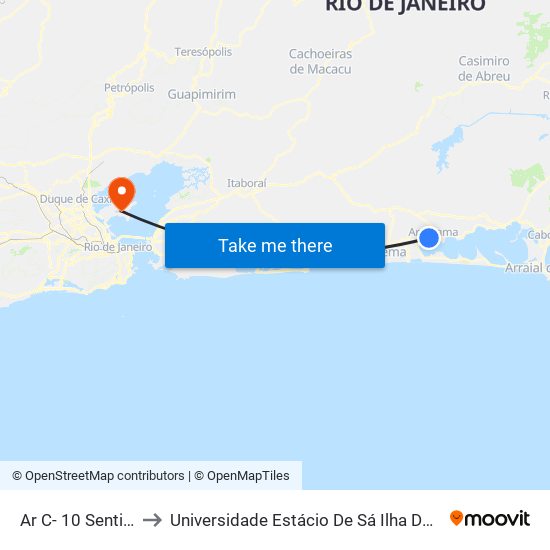 Ar C- 10 Sentido Ida to Universidade Estácio De Sá Ilha Do Governador map