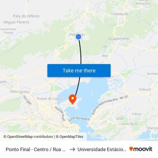 Ponto Final - Centro / Rua Paulo Barbosa (Linhas Petro Ita) to Universidade Estácio De Sá Ilha Do Governador map