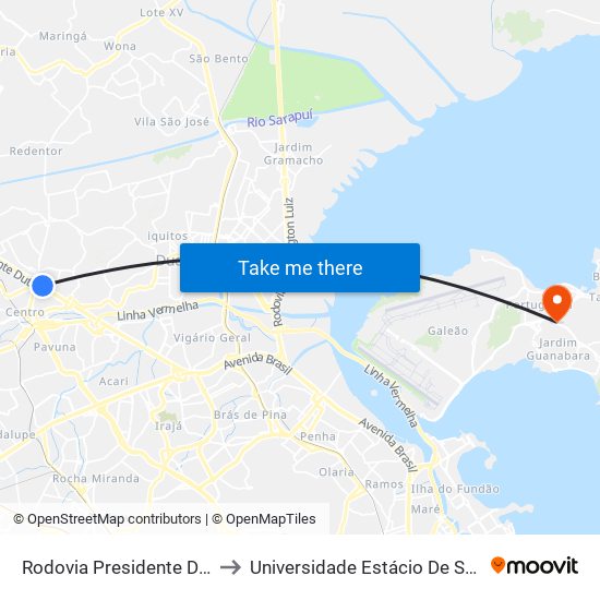 Rodovia Presidente Dutra | Posto Shell to Universidade Estácio De Sá Ilha Do Governador map