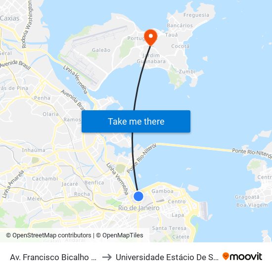 Av. Francisco Bicalho | Rodoviária Do Rio to Universidade Estácio De Sá Ilha Do Governador map