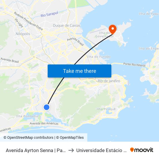 Avenida Ayrton Senna | Passarela Da Gardênia | Uptown to Universidade Estácio De Sá Ilha Do Governador map