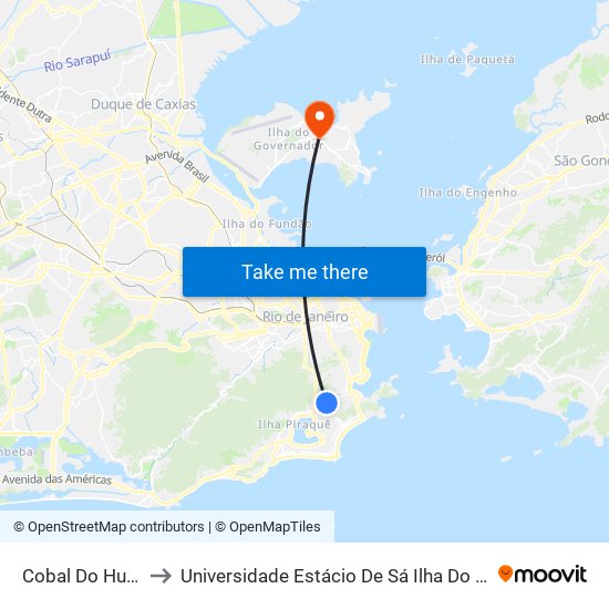 Cobal Do Humaitá to Universidade Estácio De Sá Ilha Do Governador map
