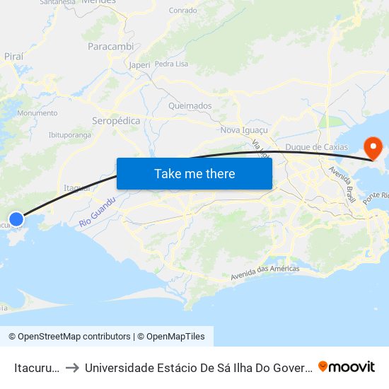 Itacuruçá to Universidade Estácio De Sá Ilha Do Governador map