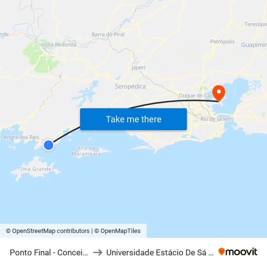 Ponto Final - Conceição De Jacareí to Universidade Estácio De Sá Ilha Do Governador map