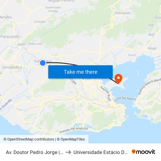 Av. Doutor Pedro Jorge | Estação De Queimados to Universidade Estácio De Sá Ilha Do Governador map