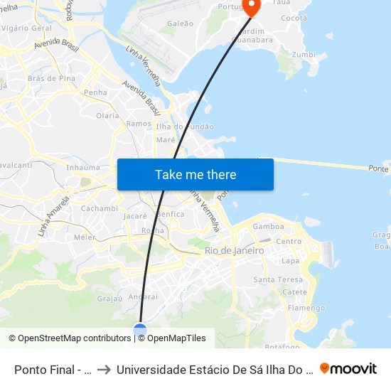 Ponto Final - Usina to Universidade Estácio De Sá Ilha Do Governador map