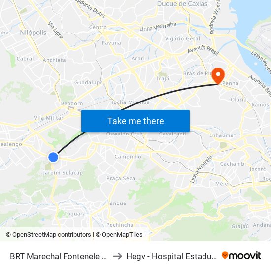 BRT Marechal Fontenele / Terminal Sulacap to Hegv - Hospital Estadual Getúlio Vargas map