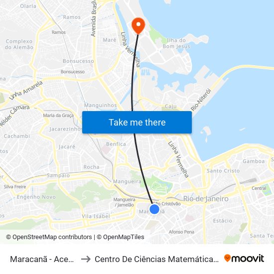 Maracanã - Acesso Leste to Centro De Ciências Matemáticas E Da Natureza map