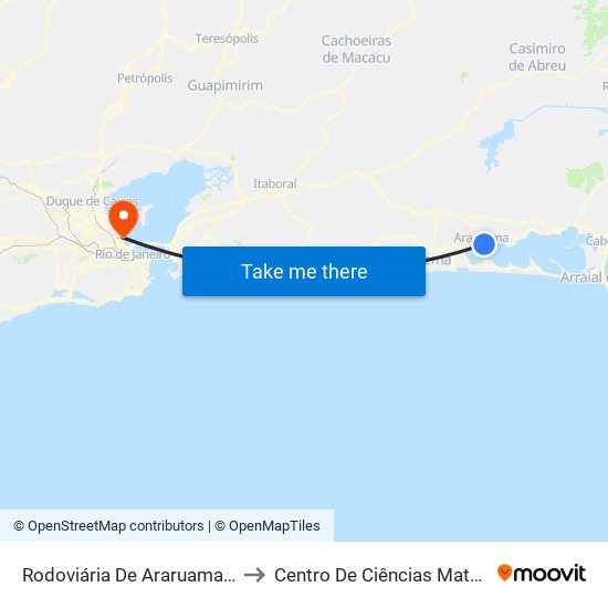 Rodoviária De Araruama - Rua Com. A. Carvalho to Centro De Ciências Matemáticas E Da Natureza map