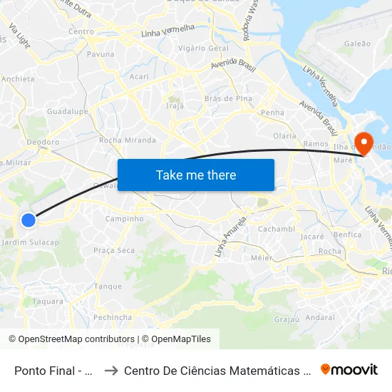 Ponto Final - Sulacap to Centro De Ciências Matemáticas E Da Natureza map