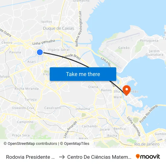 Rodovia Presidente Dutra (Rio Acari) to Centro De Ciências Matemáticas E Da Natureza map
