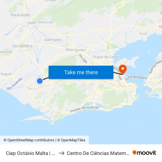 Ciep Octávio Malta | Clínica Da Família to Centro De Ciências Matemáticas E Da Natureza map
