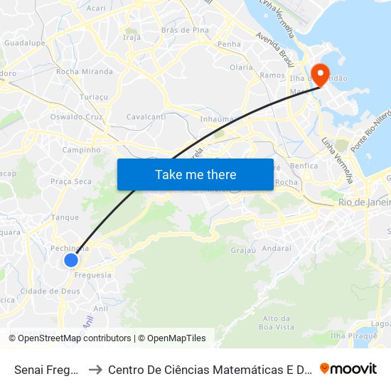 Senai Freguesia to Centro De Ciências Matemáticas E Da Natureza map