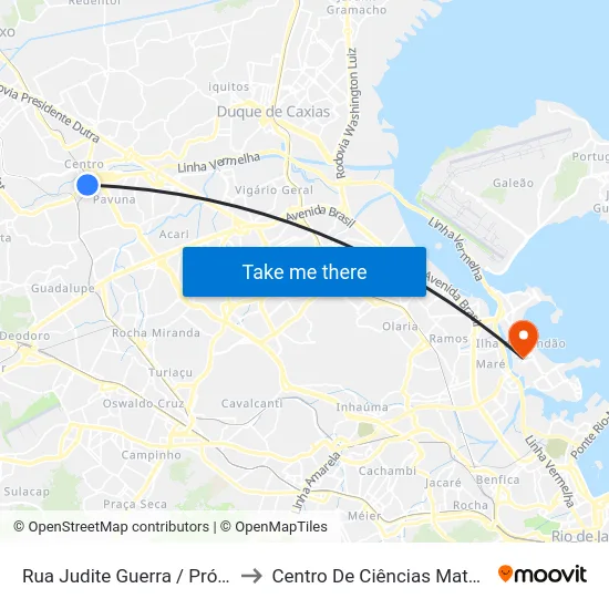 Rua Judite Guerra / Próximo Ao Metrô Pavuna to Centro De Ciências Matemáticas E Da Natureza map
