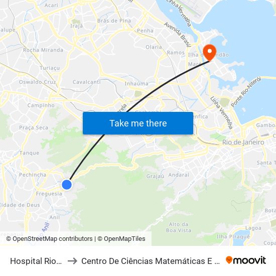 Hospital Rios D'Or to Centro De Ciências Matemáticas E Da Natureza map