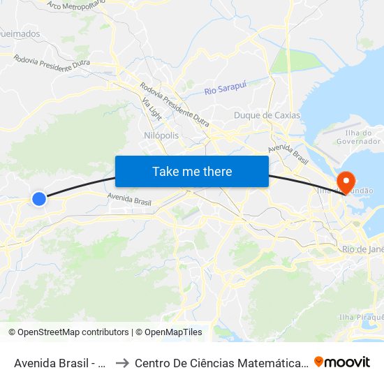Avenida Brasil - Carobinha to Centro De Ciências Matemáticas E Da Natureza map