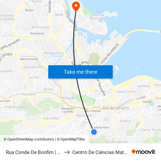 Rua Conde De Bonfim | Supermercado Mundial to Centro De Ciências Matemáticas E Da Natureza map