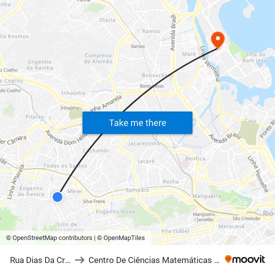 Rua Dias Da Cruz, 413 to Centro De Ciências Matemáticas E Da Natureza map