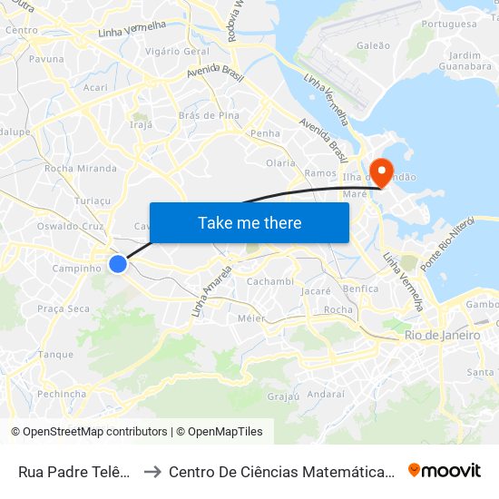 Rua Padre Telêmaco, 72 to Centro De Ciências Matemáticas E Da Natureza map