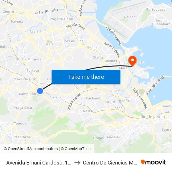 Avenida Ernani Cardoso, 165 | Via Viaduto De Cascadura to Centro De Ciências Matemáticas E Da Natureza map