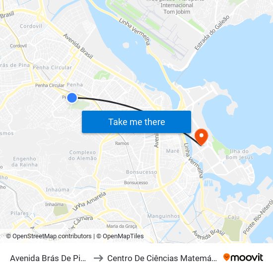 Avenida Brás De Pina | BRT Penha to Centro De Ciências Matemáticas E Da Natureza map
