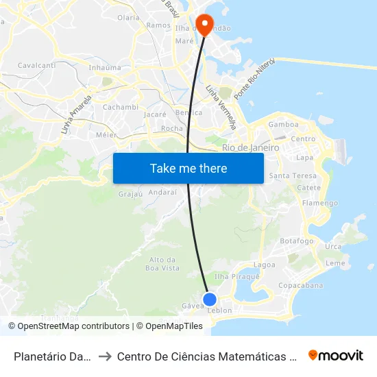 Planetário Da Gávea to Centro De Ciências Matemáticas E Da Natureza map