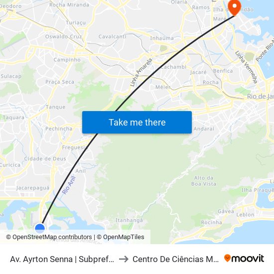 Av. Ayrton Senna | Subprefeitura Da Barra E Jacarepaguá to Centro De Ciências Matemáticas E Da Natureza map