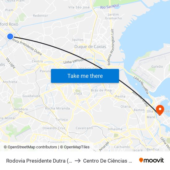 Rodovia Presidente Dutra (Bnh/Carrefour De Belford Roxo) to Centro De Ciências Matemáticas E Da Natureza map