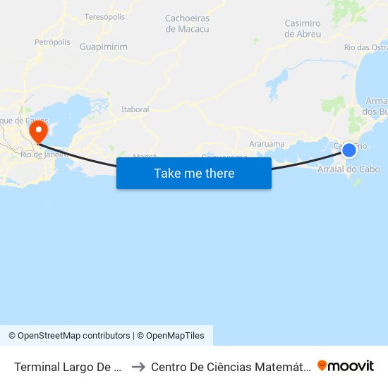 Terminal Largo De Santo Antônio to Centro De Ciências Matemáticas E Da Natureza map