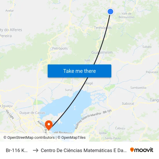Br-116 Km 69 to Centro De Ciências Matemáticas E Da Natureza map