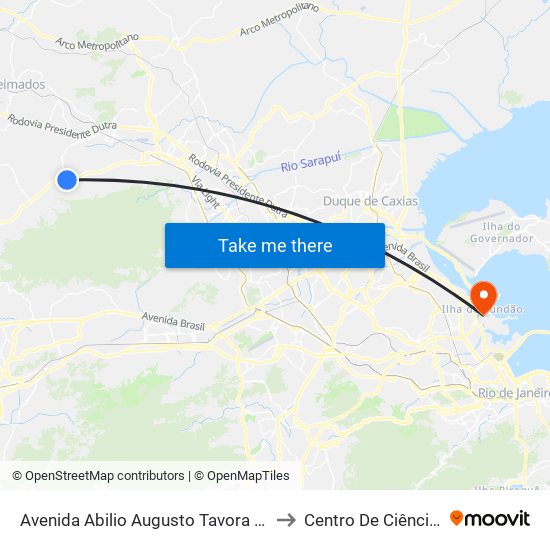 Avenida Abilio Augusto Tavora 3555 Danon Nova Iguaçu - Rio De Janeiro 26270 Brasil to Centro De Ciências Matemáticas E Da Natureza map
