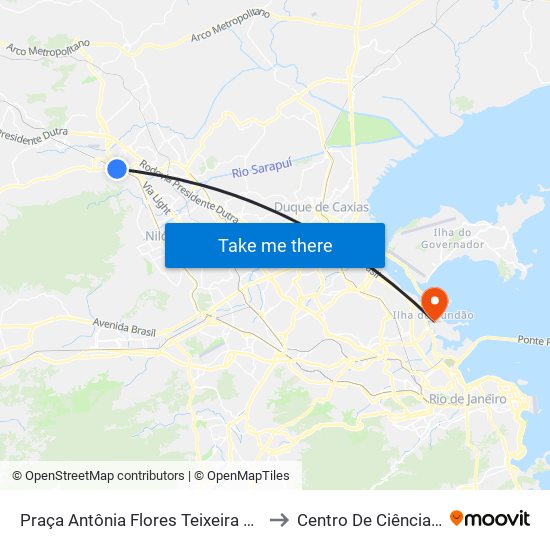 Praça Antônia Flores Teixeira Centro Nova Iguaçu - Rio De Janeiro 26201 Brasil to Centro De Ciências Matemáticas E Da Natureza map