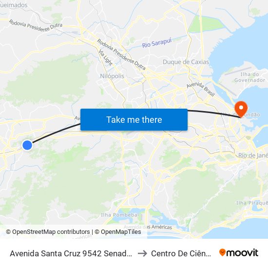Avenida Santa Cruz 9542 Senador Vasconcelos Rio De Janeiro - Rio De Janeiro 23013 Brasil to Centro De Ciências Matemáticas E Da Natureza map