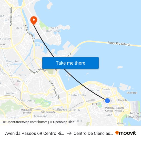 Avenida Passos 69 Centro Rio De Janeiro - Rio De Janeiro 20051 Brasil to Centro De Ciências Matemáticas E Da Natureza map