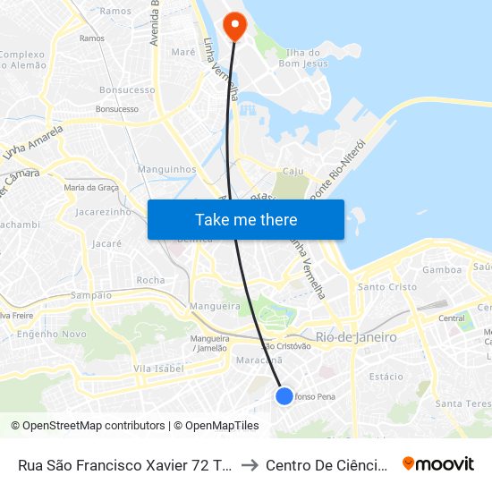 Rua São Francisco Xavier 72 Tijuca Rio De Janeiro - Rio De Janeiro 20550 Brasil to Centro De Ciências Matemáticas E Da Natureza map