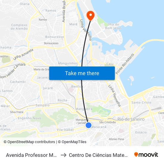 Avenida Professor Manoel De Abreu 31 to Centro De Ciências Matemáticas E Da Natureza map