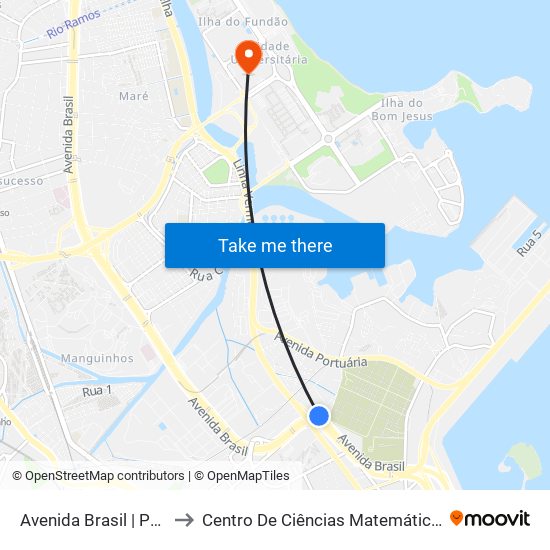 Avenida Brasil | Passarela 03 to Centro De Ciências Matemáticas E Da Natureza map