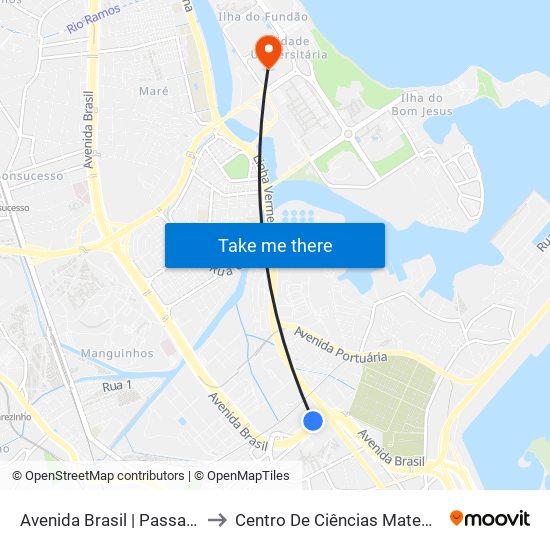 Avenida Brasil | Passarela 04 - Assaí Caju to Centro De Ciências Matemáticas E Da Natureza map