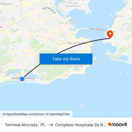 Terminal Alvorada - Plat. D to Complexo Hospitalar De Niterói map