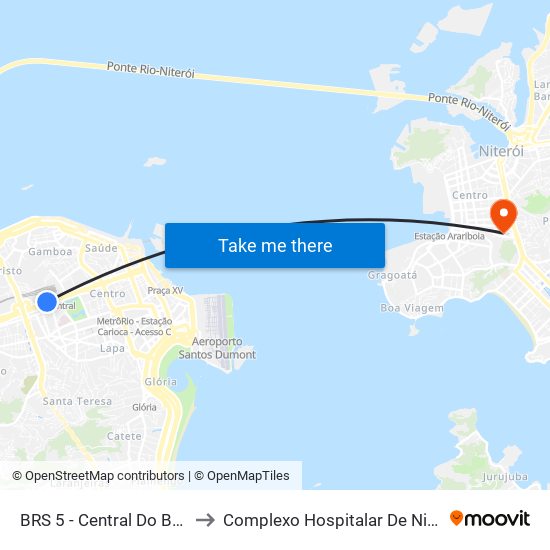 BRS 5 - Central Do Brasil to Complexo Hospitalar De Niterói map