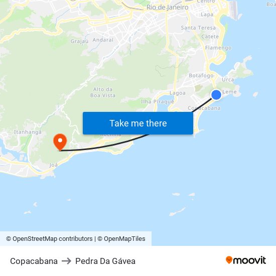 Copacabana to Pedra Da Gávea map