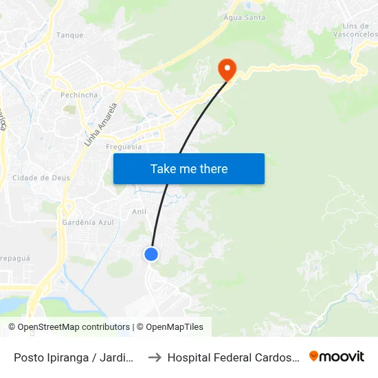 Posto Ipiranga / Jardim Clarice to Hospital Federal Cardoso Fontes map
