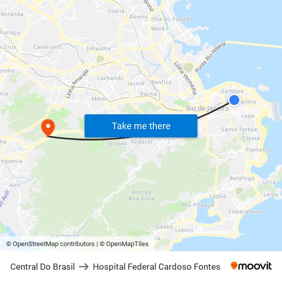 Central Do Brasil to Hospital Federal Cardoso Fontes map